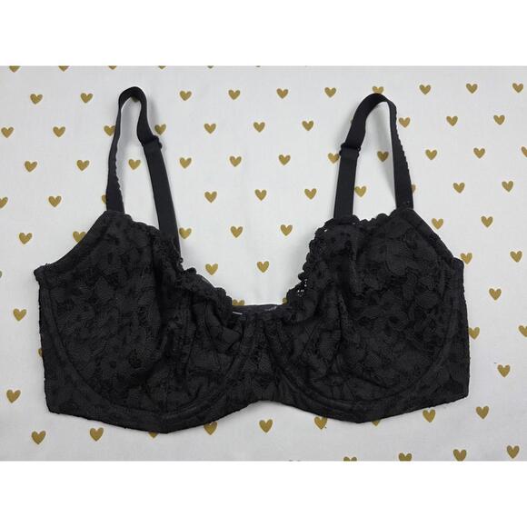 Victorias Secret BODY BY VICTORIA Black Lace Unlined Demi Balconnet Bra 34DDD - Picture 1 of 8